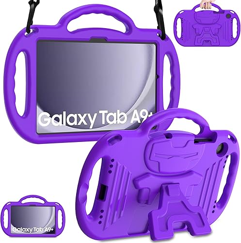 LTROP Funda para Samsung Galaxy Tab A9 Plus 2023 de 11 pulgadas (modelo SM-X210X216X218) con asa de correa para el hombro y soporte, funda a prueba