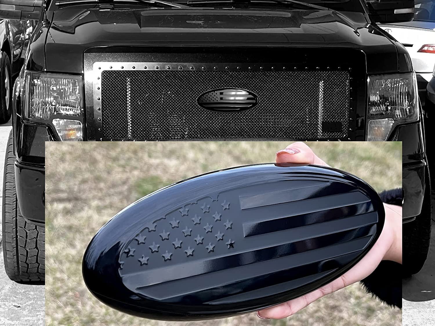 CMAOS 9 Inch Front Grille Tailgate Emblem for Ford, Oval 9"X3.5", Decal Badge Nameplate for Ford 04-14 F150 F250 F350, 11-14 Edge, 11-16 Explorer, 06-11 Ranger (9 Inch for Ford)