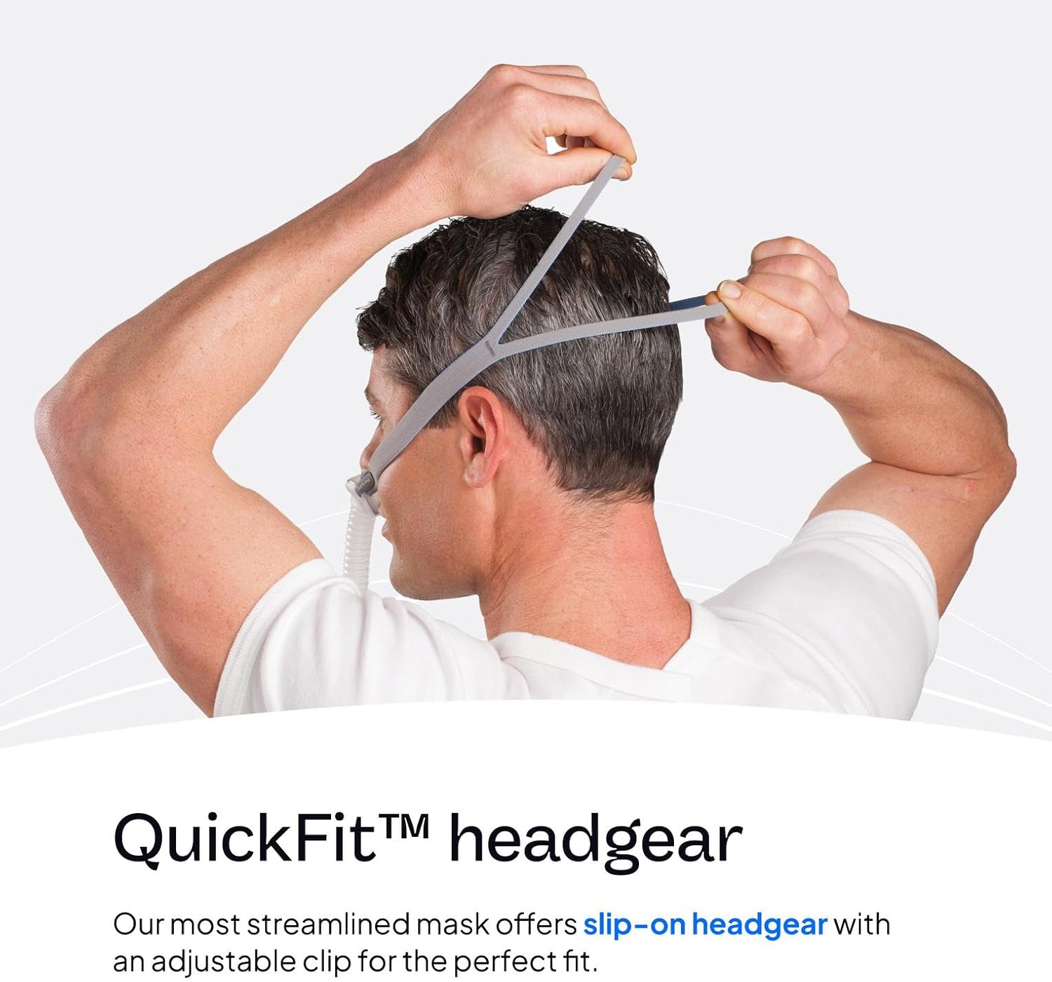 Resmed AirFit P10 Headgear with Clip - Replacement CPAP Headgear - Frame System & Nasal Pillows Cushion Not Included - Blue