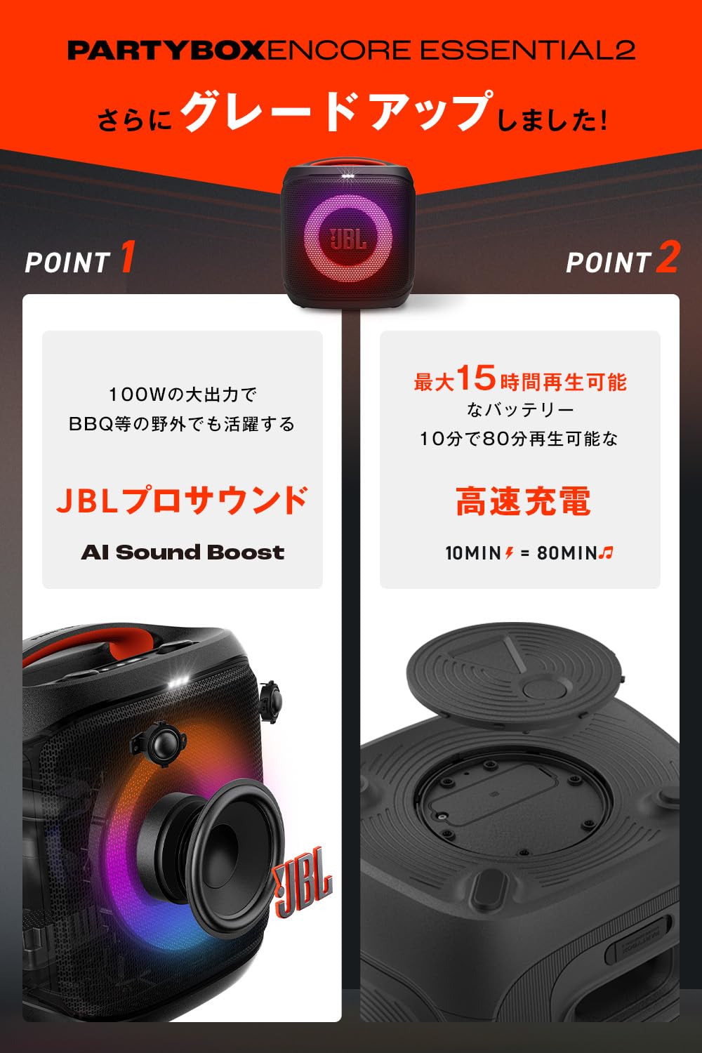 Amazon.co.jp: JBL PARTYBOX ENCORE ESSENTIAL 2 Bluetoothスピーカー