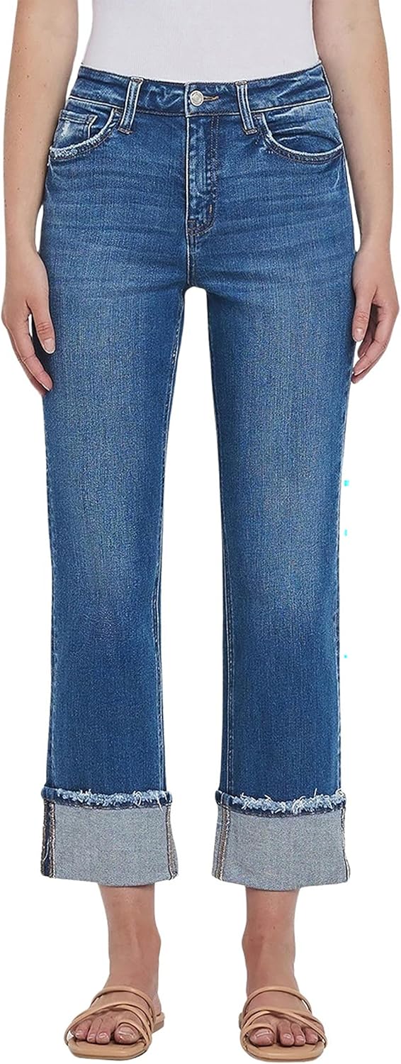 VERVET Women's Victoria High Rise Straight Leg Jeans