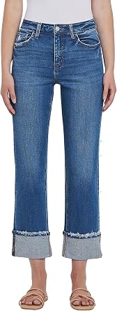 VERVET Womens Victoria High Rise Straight Leg Jeans
