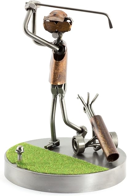 Steelman24 I Nuts and bolts sculpture Golf Drive On The Green I Handmade ornaments I Made in Germany I I Metal figurine