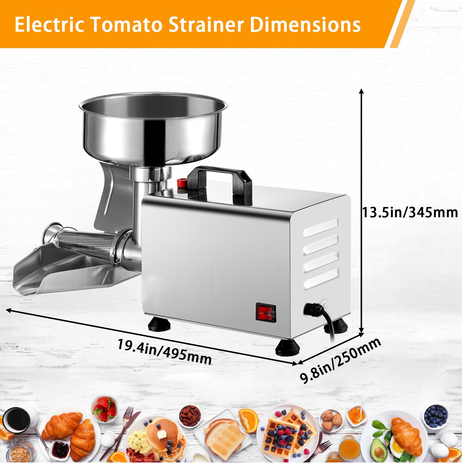 450-W-Tomatensaucenmaschine, 90–160 Kg/H, Marmeladenpresse, SoßEnpresse Aus Edelstahl, Obstpresse FüR Konserven Noshell