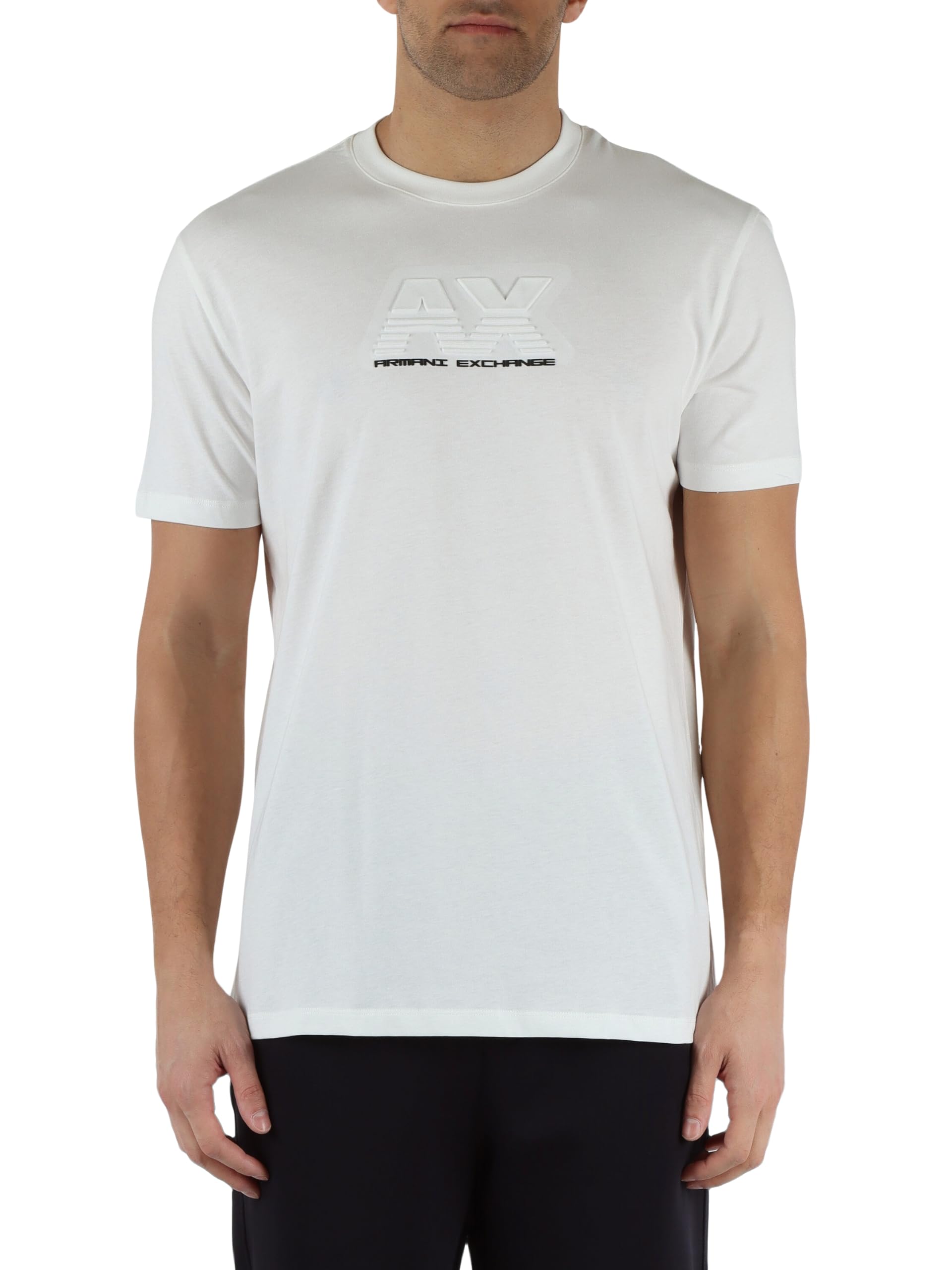 Armani Exchange AX Line Logo tee - Camiseta para Hombre, Blanco Crudo, M