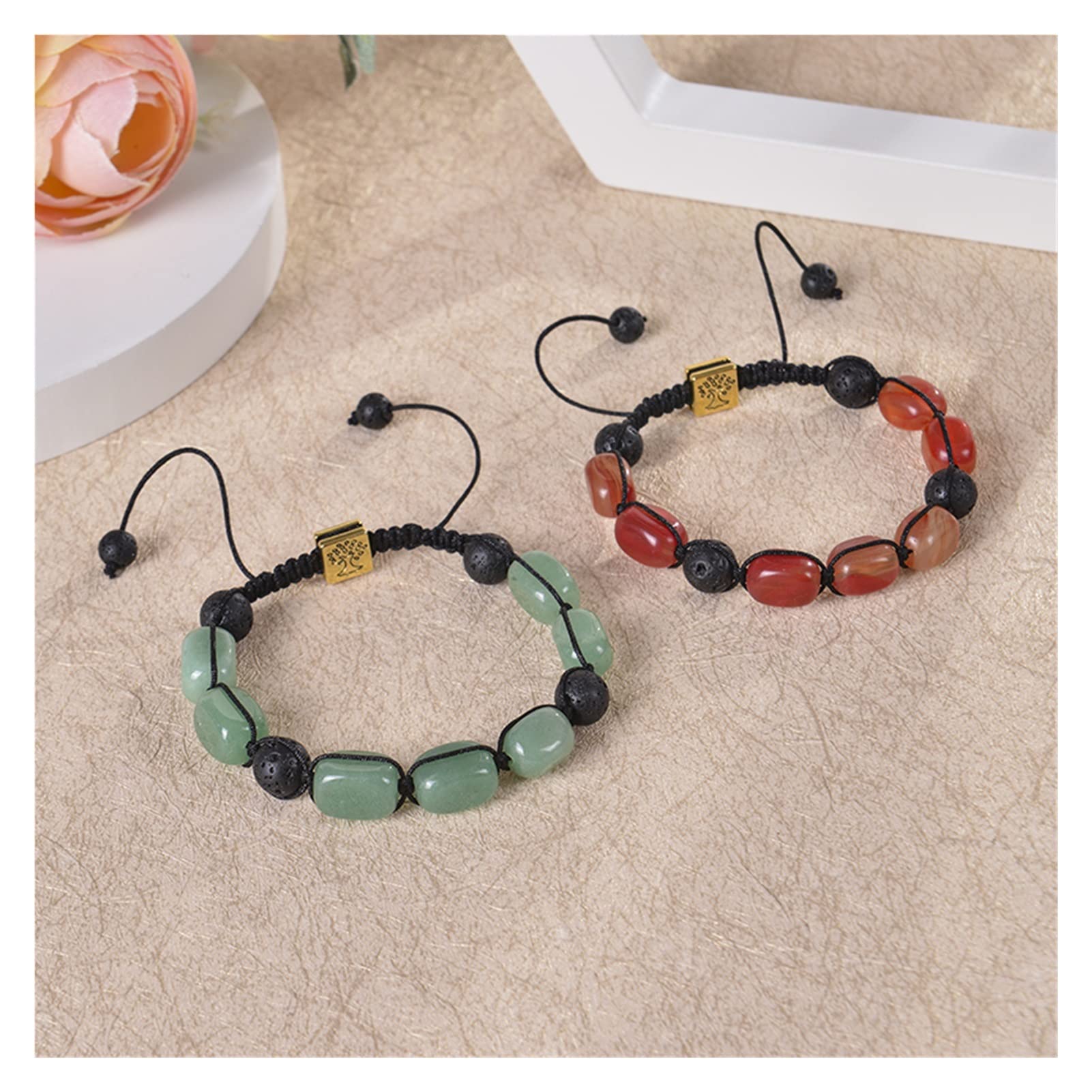 LLXYWJ Unregelmäßige 7 Chakra-Perlen-Armbänder, Kristall-Armband, Lavagestein, ätherisches Öl, Diffusor-Armband, verstellbar, spezifisch