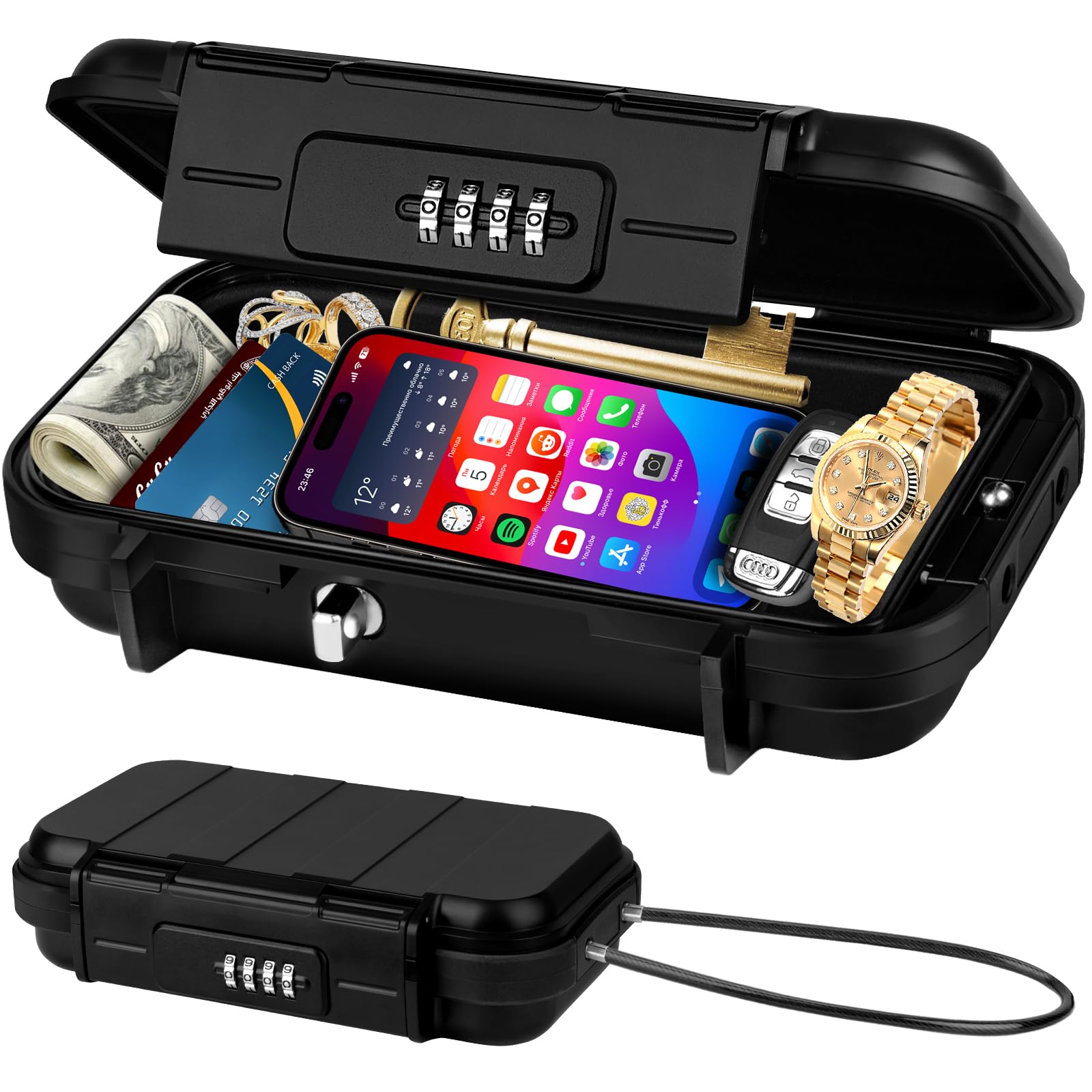 Amazon.com: TNIIFXC Portable Travel Safe Lock Box 4-Digit