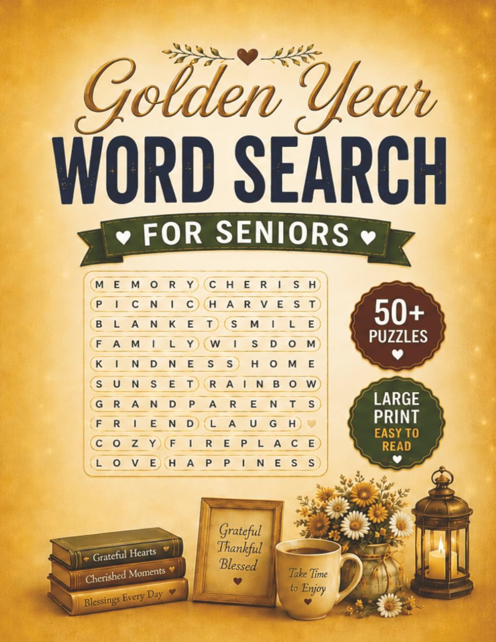 Large Print Golden Years Word Search Puzzle Book For Seniors: Word Searches with Easy-to-Read Large Print about Classic Memories, Relaxation & Senior ... | 50+ Puzzles | Gift for Seniors, Retirees