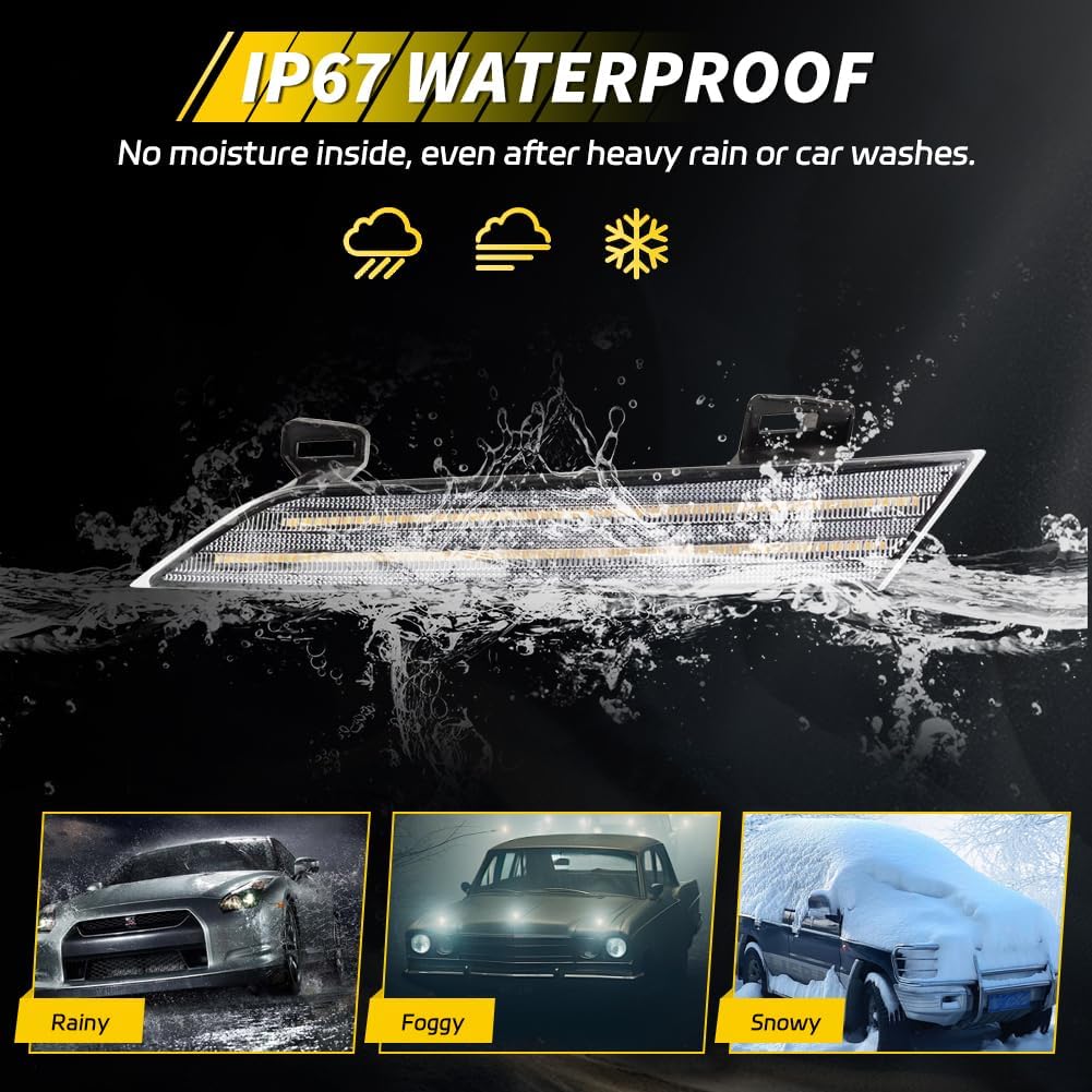 Front Headlight Reflector Panel Replacement Compatible with Nissan Murano 2009 2010 2011 2012 2013 2014, Amber LED Sequential Turn signal Light & White DRL, 2 PCS, Clear Lens