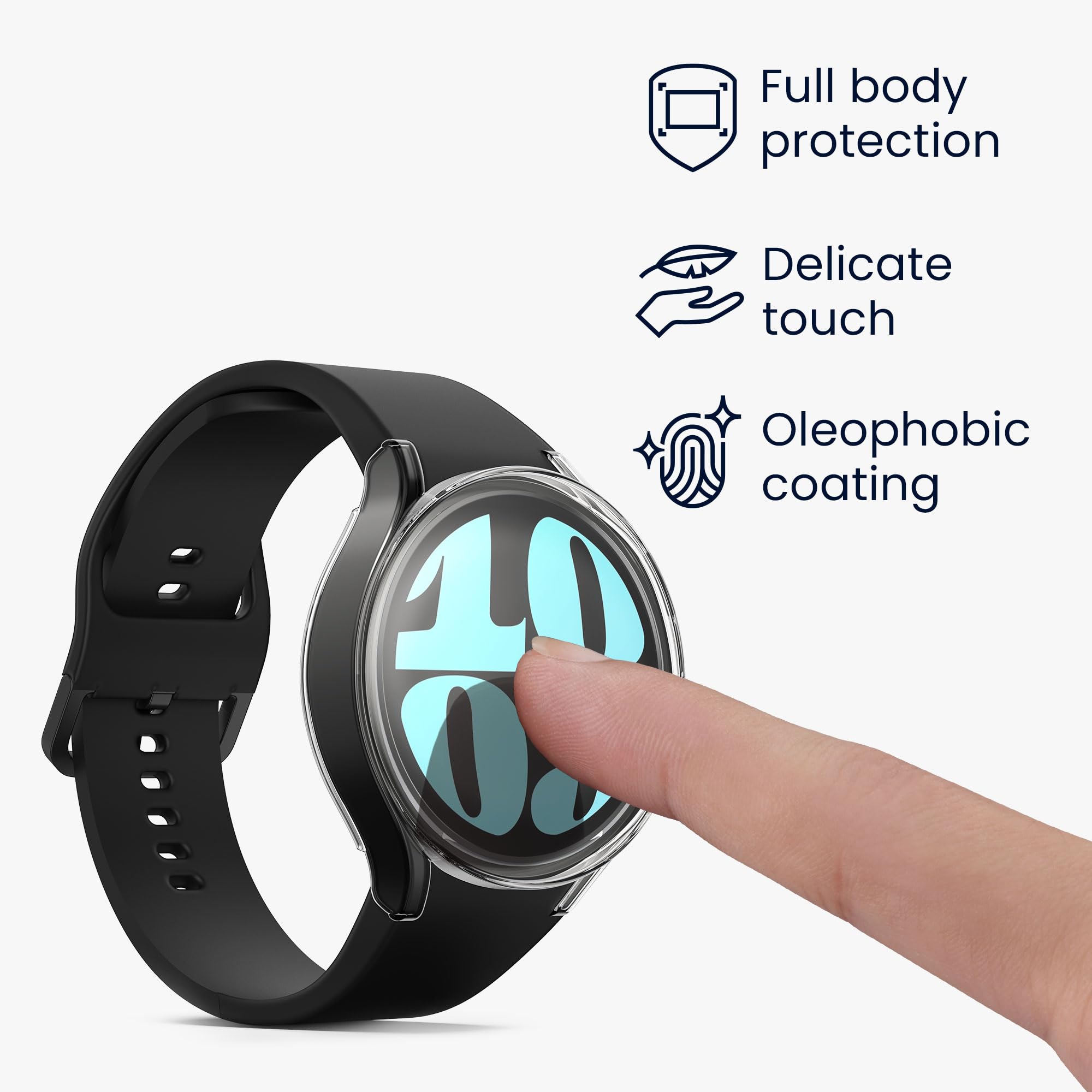 kwmobile Etui kompatybilne z Samsung Galaxy Watch 6 40 mm obudowa - 2X silikonowa ramka ekranu do trackera fitness - przezroczysta