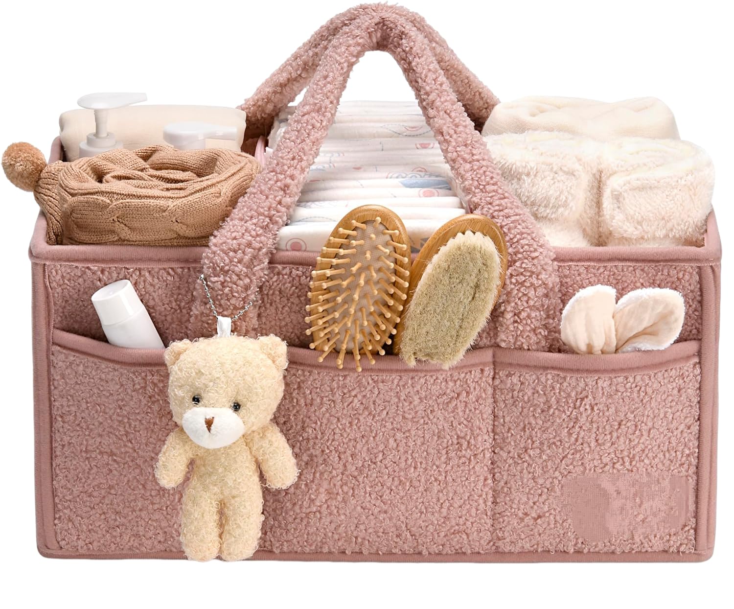 Diaper Caddy Organizer for Changing Table Storage Basket Car Organizer Nursery Organizer Portable Storage PINK