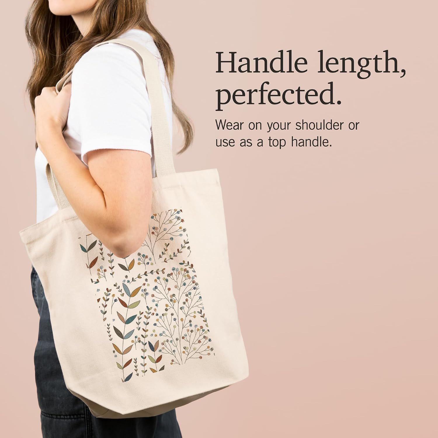 Lantern Press Abstract Flowers, Colorful Floral Pattern, Berries (100% Cotton Canvas Reusable Tote Bag) image 2