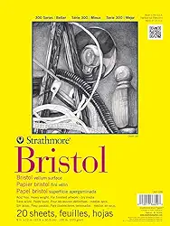 Bloco de papel Strathmore Bristol série 300, 20 folhas, 270 g, 22,9 x 30,5 cm