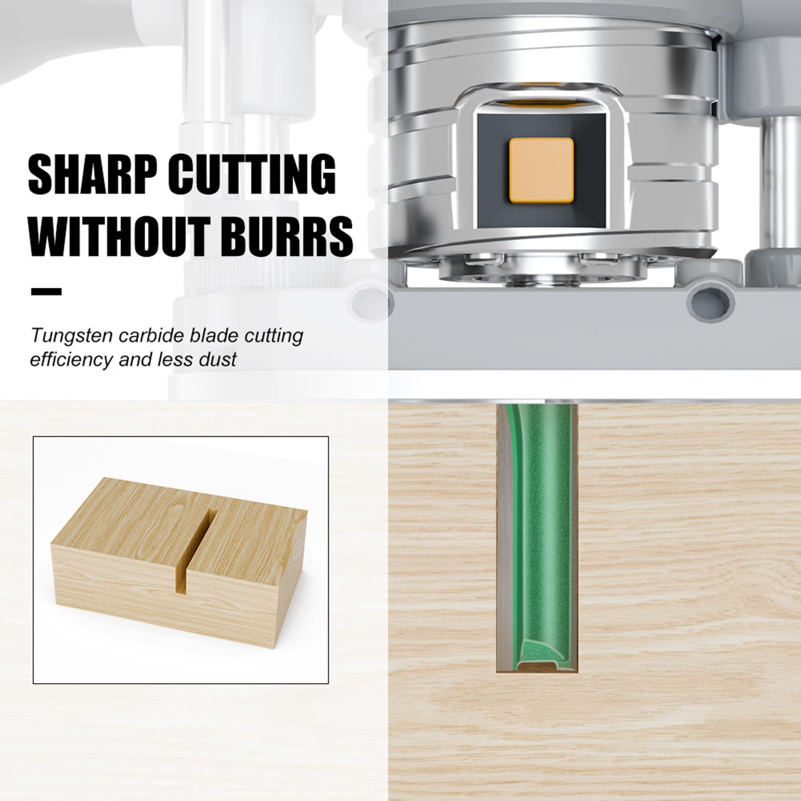 MACHSWON 3 PCS Straight Router Bit Set 8mm Shank,Double Flute Woodworking Milling Cutter Router Bit Sets 3mm 4mm 5mm Cut Diameter Cutting Trimming Cutter Routing Bits - Image 4