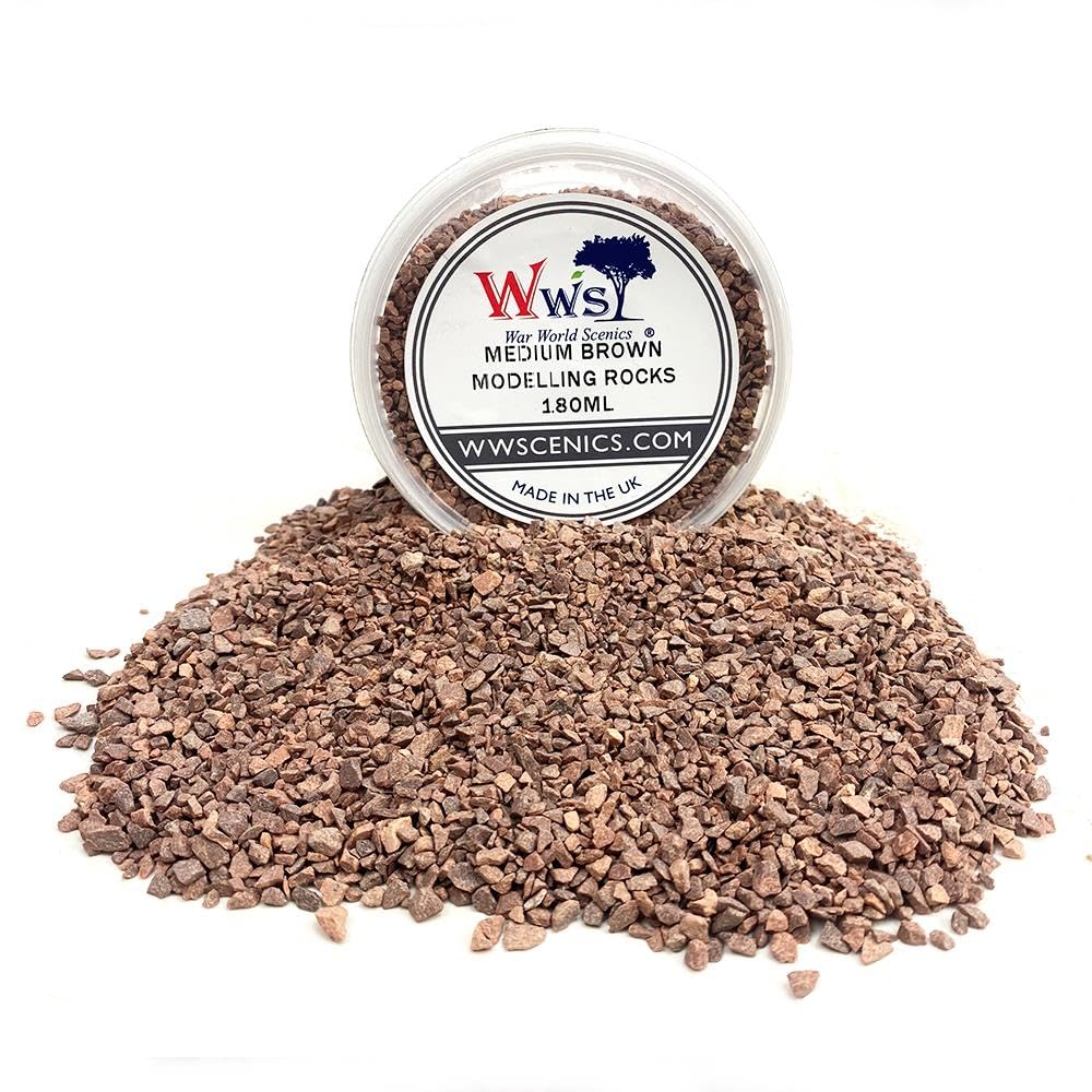 WWS War World Scenics WWScenics Medium Brown Modelling Rocks 1-3mm | 180ml Tub | Wargame Scenery & Basing Material — image 1