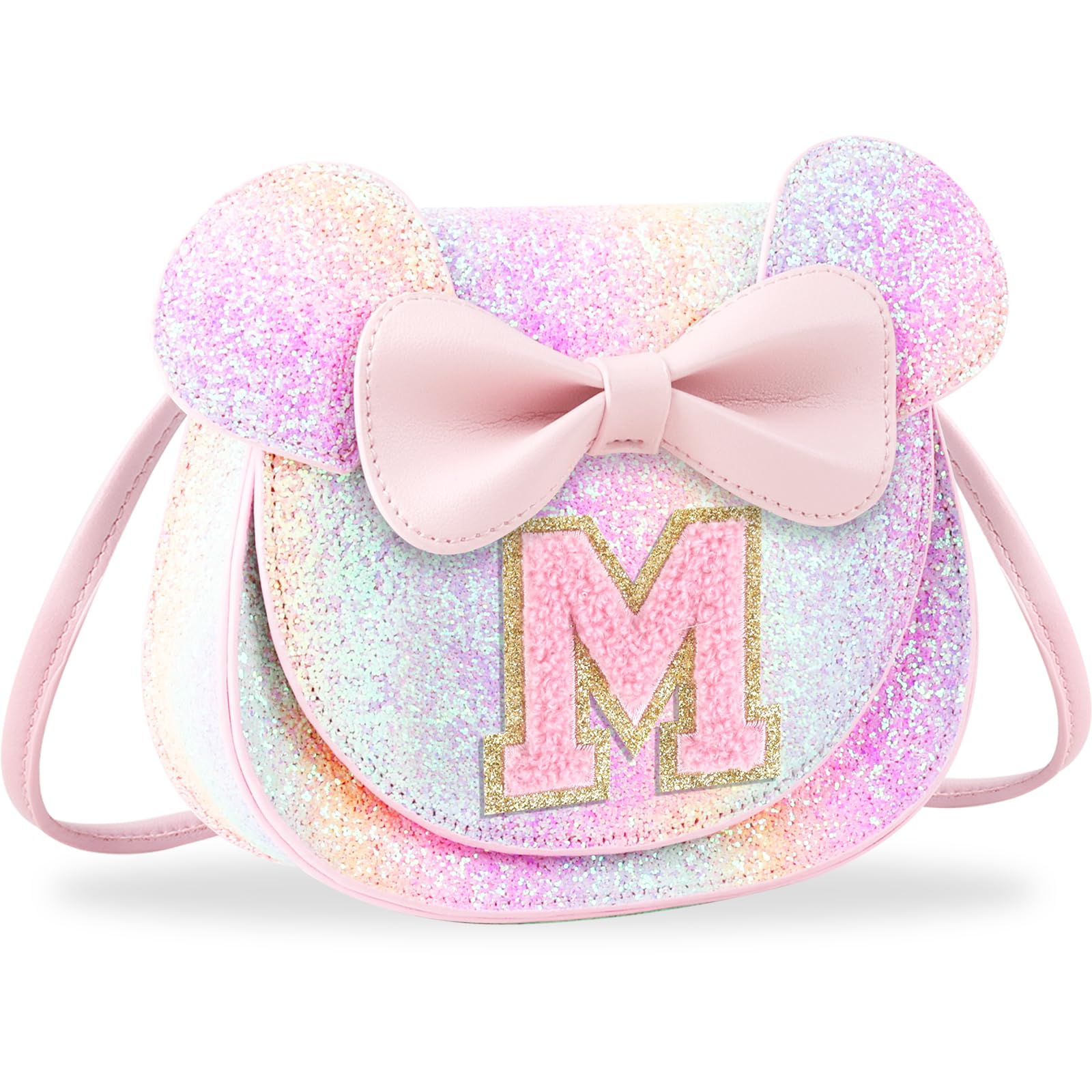 Toddler Purse Girl Wallet for 2-10 Year Old Birthday Gift, Personalized Kids Little Mouse Ear Bow Crossbody Shoulder Purse