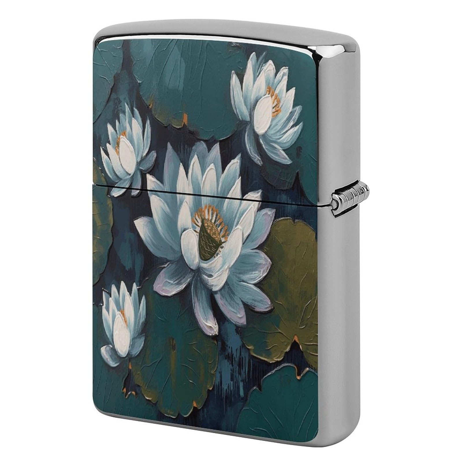 Btcowzrv Style Hand Painted Lotus Metal Lighter Case Sleeve Cover Holder