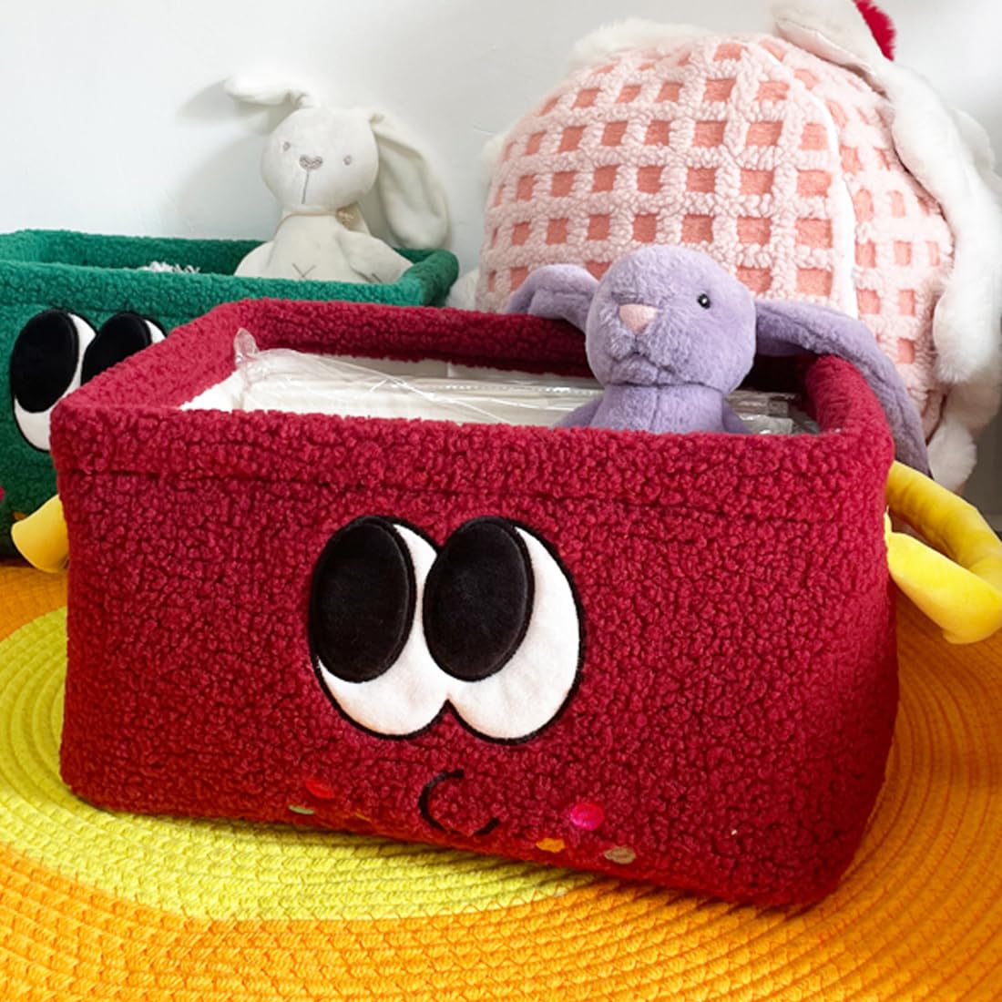 inwagui aufbewahrung Stoff Aufbewahrungskorb Faltbare Rechteckig Aufbewahrungsbox Home Deko Körbe Organizer für Spielzeug, Kleidung, Decken Große:3Kg Blaue Urne für Erwachsene CD-Boxen