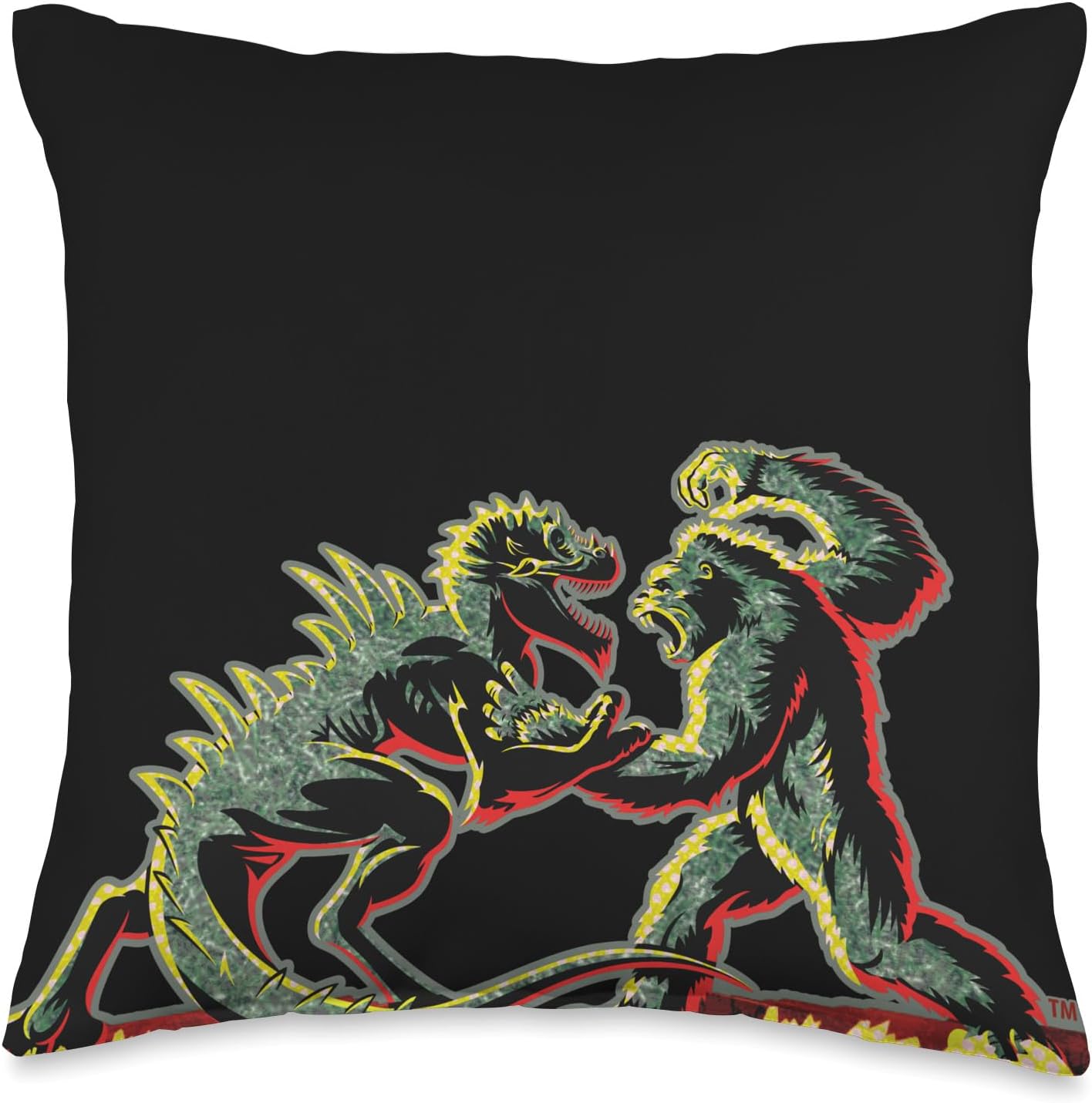 King Kong Skull Island Vs Gaw MonsterVerse Mash Geek Stencil Throw Pillow