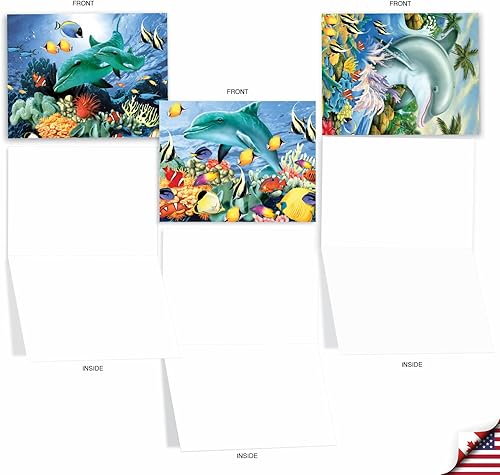 Miniatura 2 de The Best Card Company - 10 tarjetas en blanco para todas las ocasiones (4 x 5.12 pulgadas) - Surtido de tarjetas náuticas, oceánicas, de vida marina