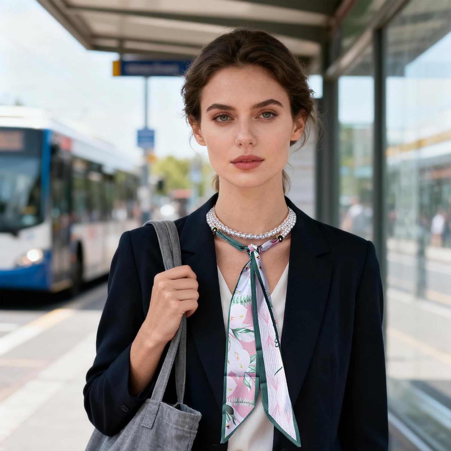 Scarf Charm Necklace Bandana Choker Necklaces Boho Colorful Scarfs for Women| An Elegant Present Ideal for Daily Styling|Pearl Ribbon Scarf Charm Necklace Bandana Choker Necklaces Boho Colorful Scarfs for Women| An Elegant Present Ideal for Daily Styling - Image 3