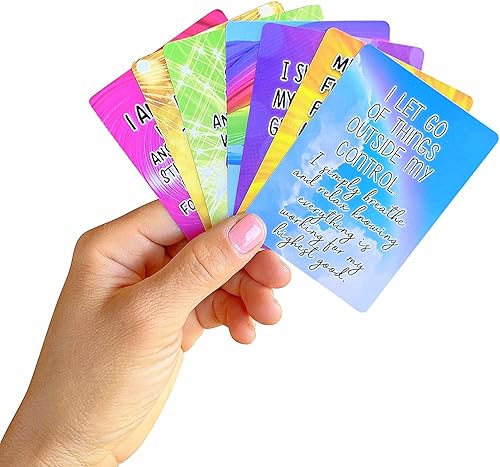 Miniatura 8 de Tarjetas de afirmación positiva, 54 afirmaciones, más de 150 preguntas inspiradoras, bellamente diseñadas con estuche de almacenamiento, kit de