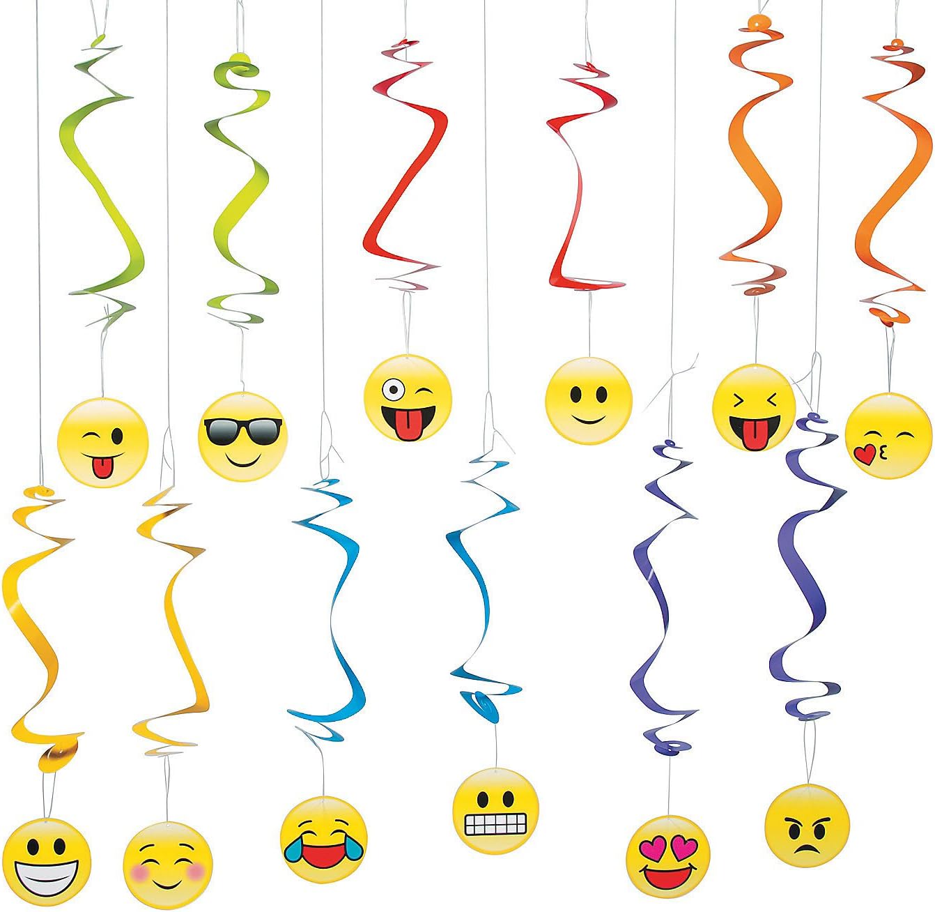 EMOJI HANGING SWIRLS - Party Decor - 12 Pieces