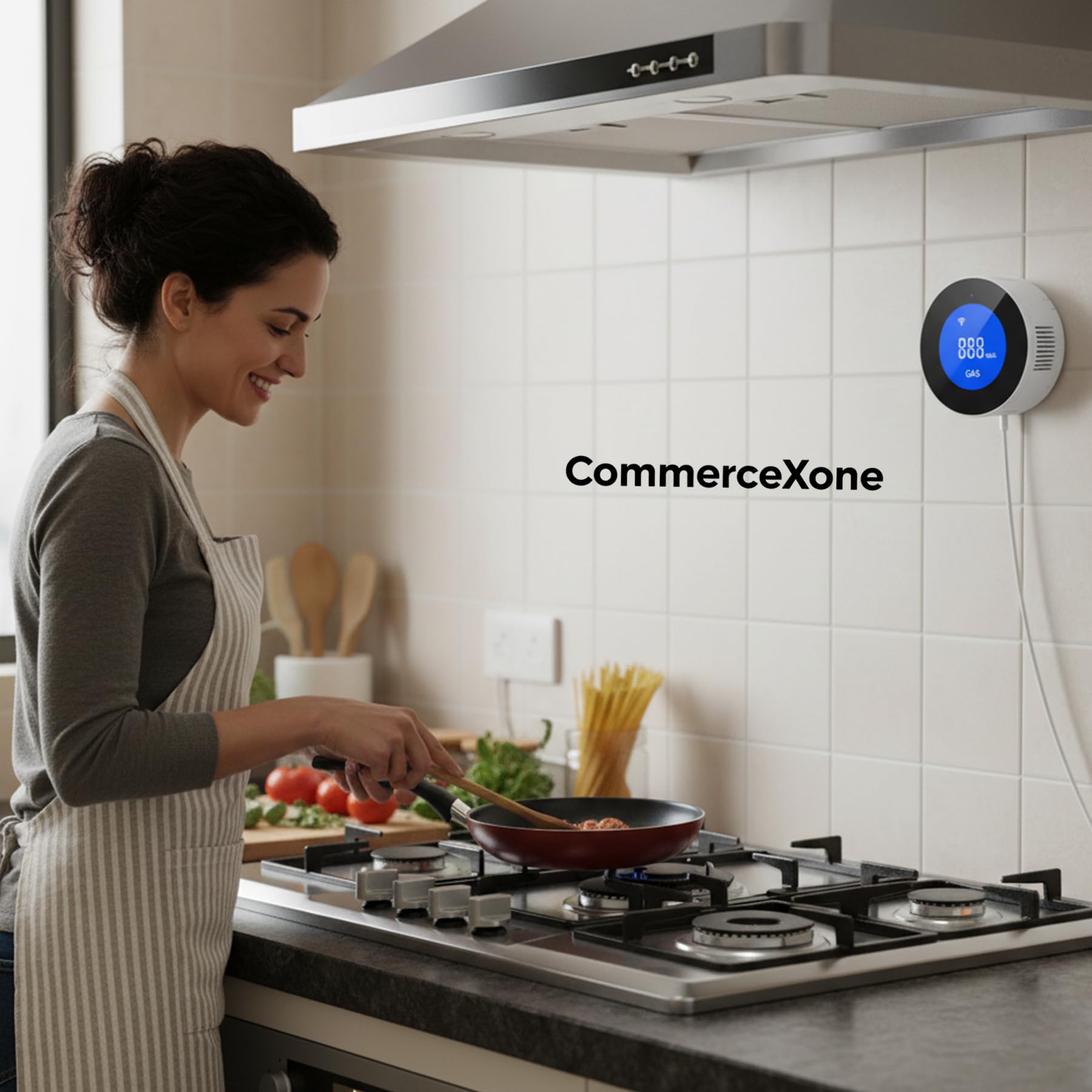 Rilevatore di Gas WiFi, Sensore Fughe di Gas Naturale/Metano/GPL/Propano, Allarme 85 dB con Display LCD, Compatibile con App Smart Life/Alexa/Google, Certificato EN 50194, Spina Tipo C