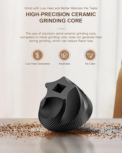 Miniatura 8 de CIRCLE JOY Molinillo de café manual con 40 niveles de ajuste externo y rebabas de cerámica, juego de molinillo de café portátil de mano con gotero