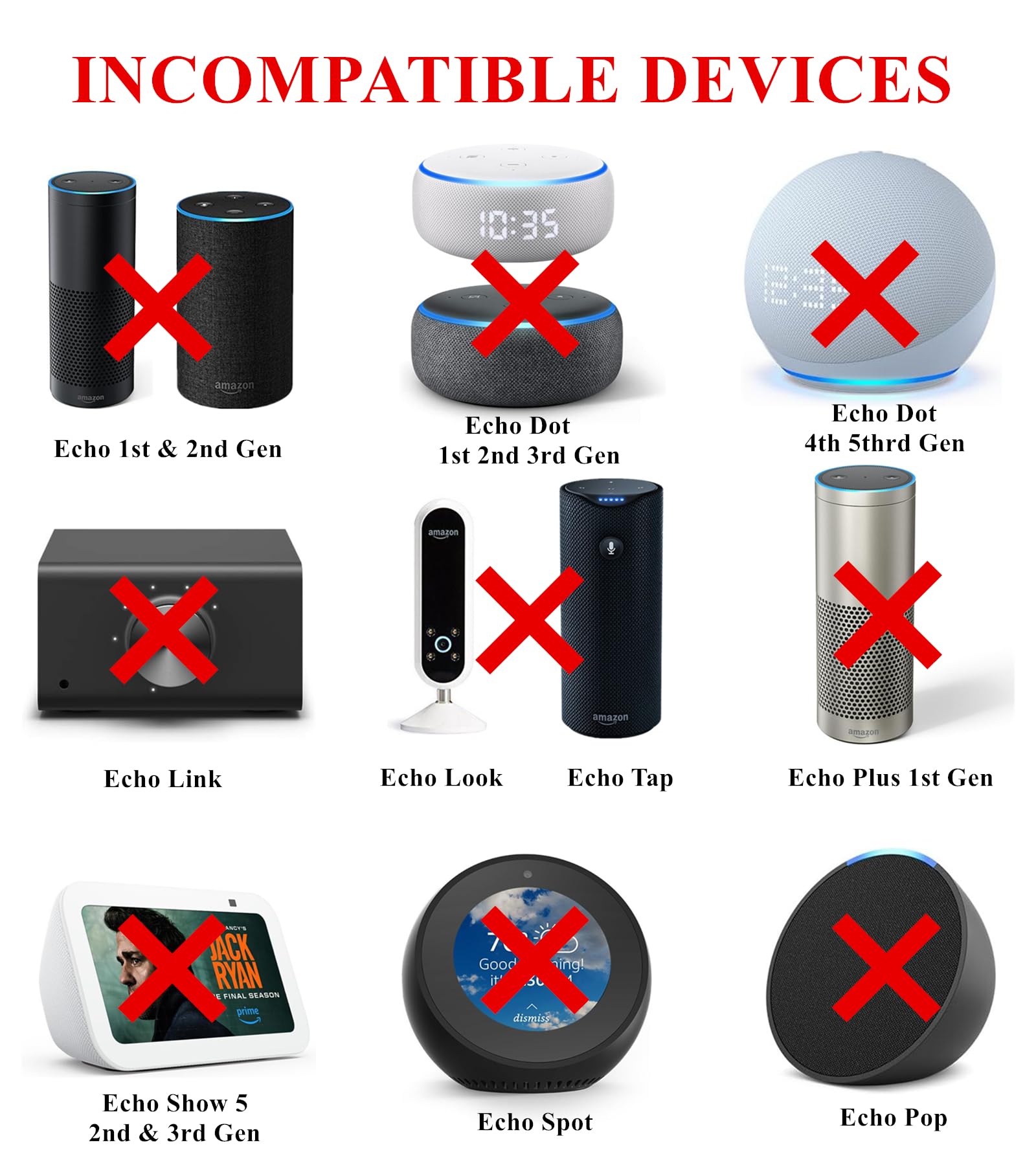 30 W Remplacement Echo Show 8, Echo Show 15, Echo Show 10, Echo Gen 3