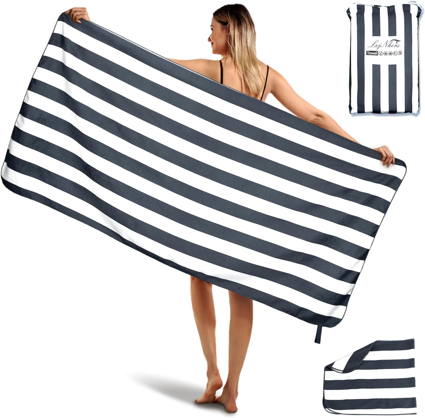 2-Pack Microfiber Beach Towels Set 63x31 5 31 5x16 Oversized Quick Dry Sand Free Travel Towel for Beach