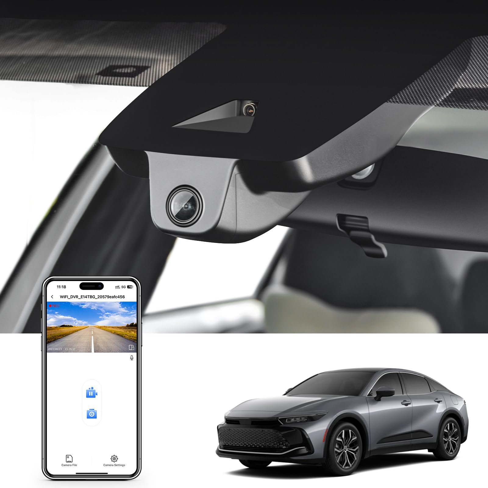 4K Dash Cam Custom Fit for Toyota Crown 2023 2024 2025 2026,XLE Limited Platinum (16th Gen) Accessories, Integrated OEM Look, UHD 2160P Video,