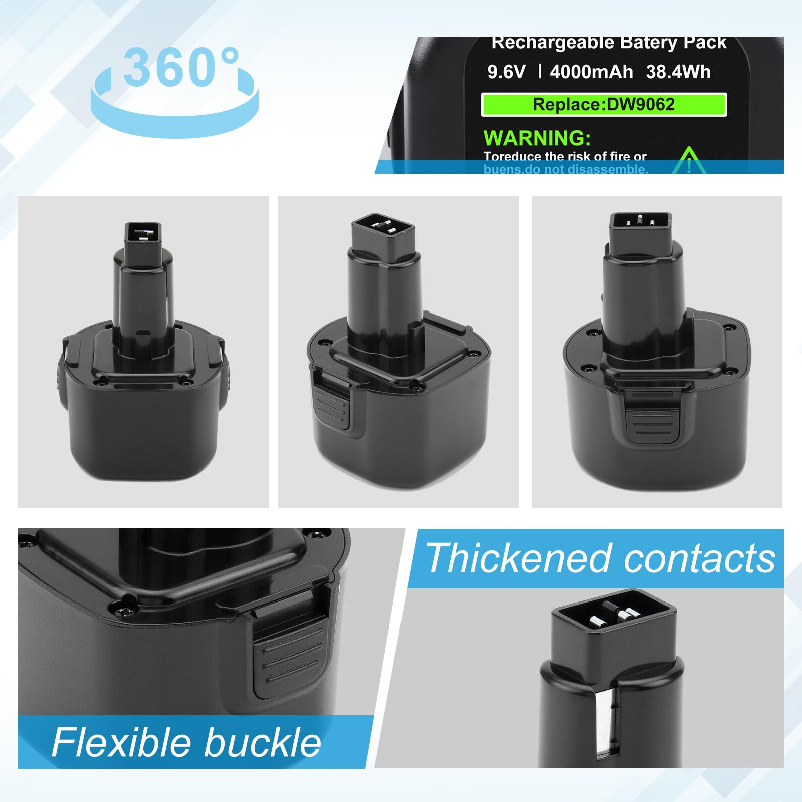 Batteria 7.2V 4000mAh Ni-MH Per DeWalt - Ricambio Per Trapani E Avvitatori - Foto 5