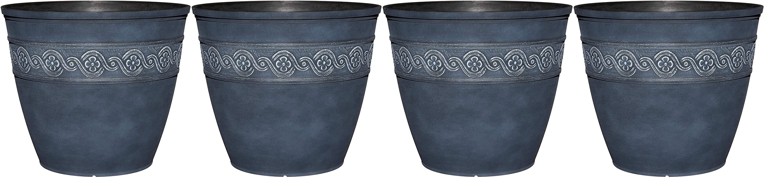Classic Home and Garden 9411D-515 Corinthian Collection Planter, 10" Round, Storm (10" Round, Four Pack)