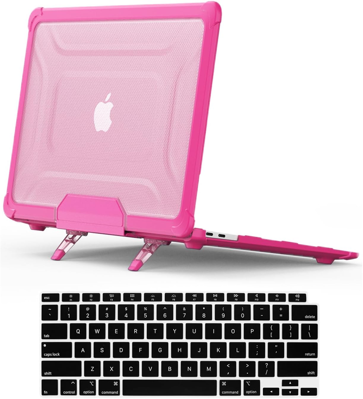 DTangLsm for MacBook Pro 13 inch Case 2023 2022 2021 2020 M1 A2338 A2289 A2251 A2159 A1989 A1706 Heavy Duty Plastic Hard Shell Rugged Protective Case with TPU Bumper Fold Kickstand+Keyboard Skin, Pink