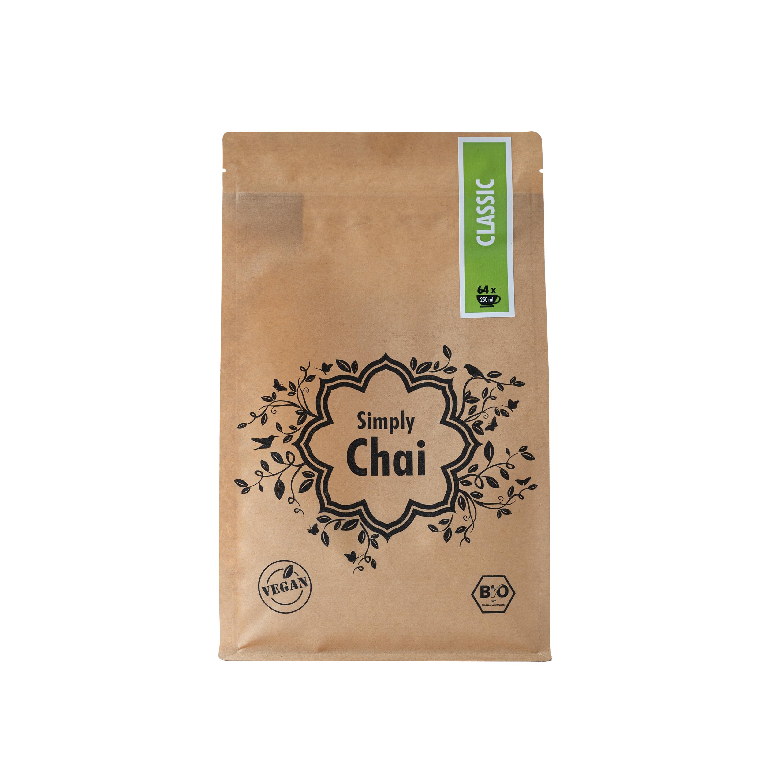 Simply Chai Bio & Vegan Classic Chai Latte Pulver, 1kg Vorratsbeutel – Traditioneller indischer Gewürztee mit Schwarztee & Zimt, instant löslich