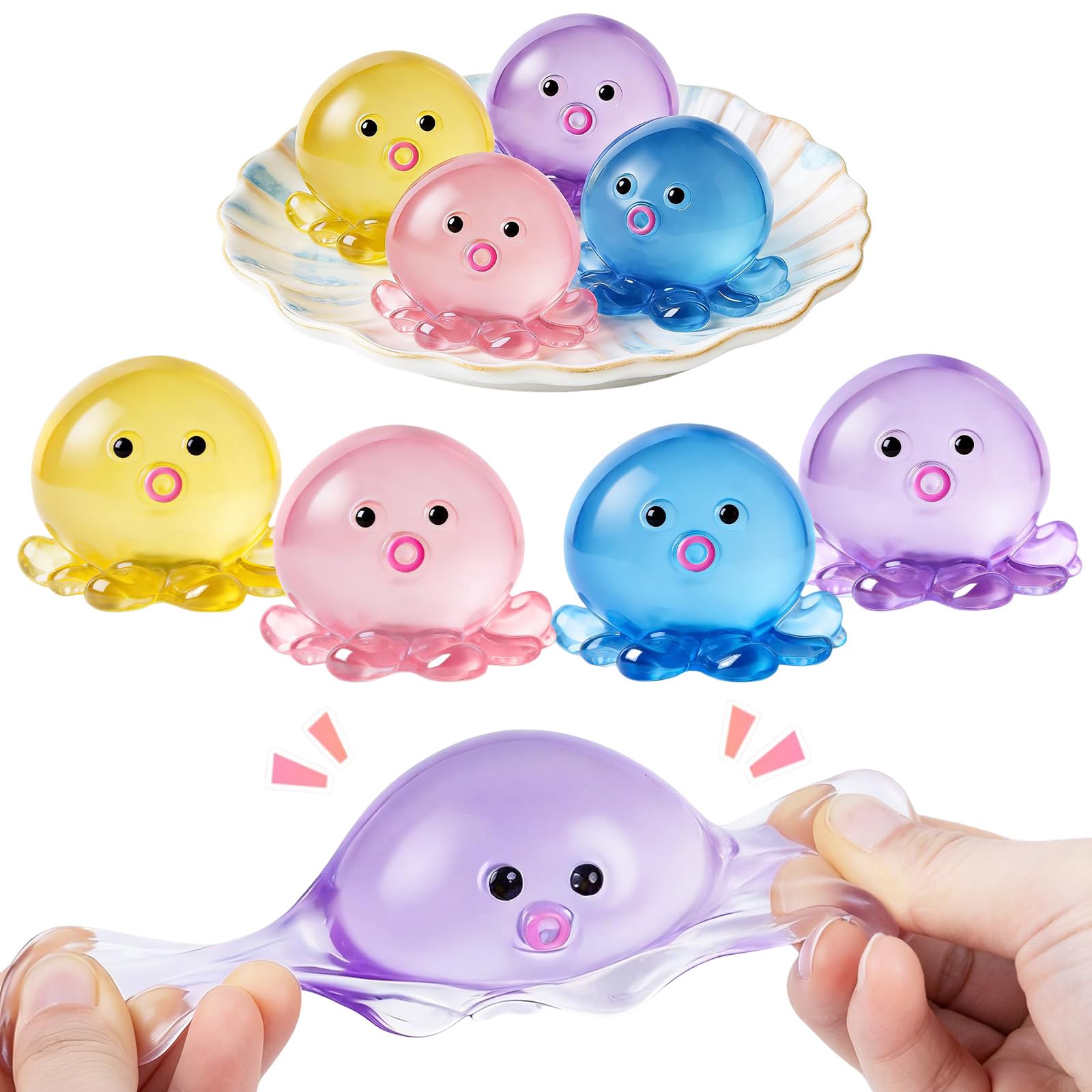 Set mit 4 Ballons, Octopus, bunt, Anti-Stress-Spielzeug, entspannendes Geschenk, für Party oder Klasse, für Erwachsene und Kinder