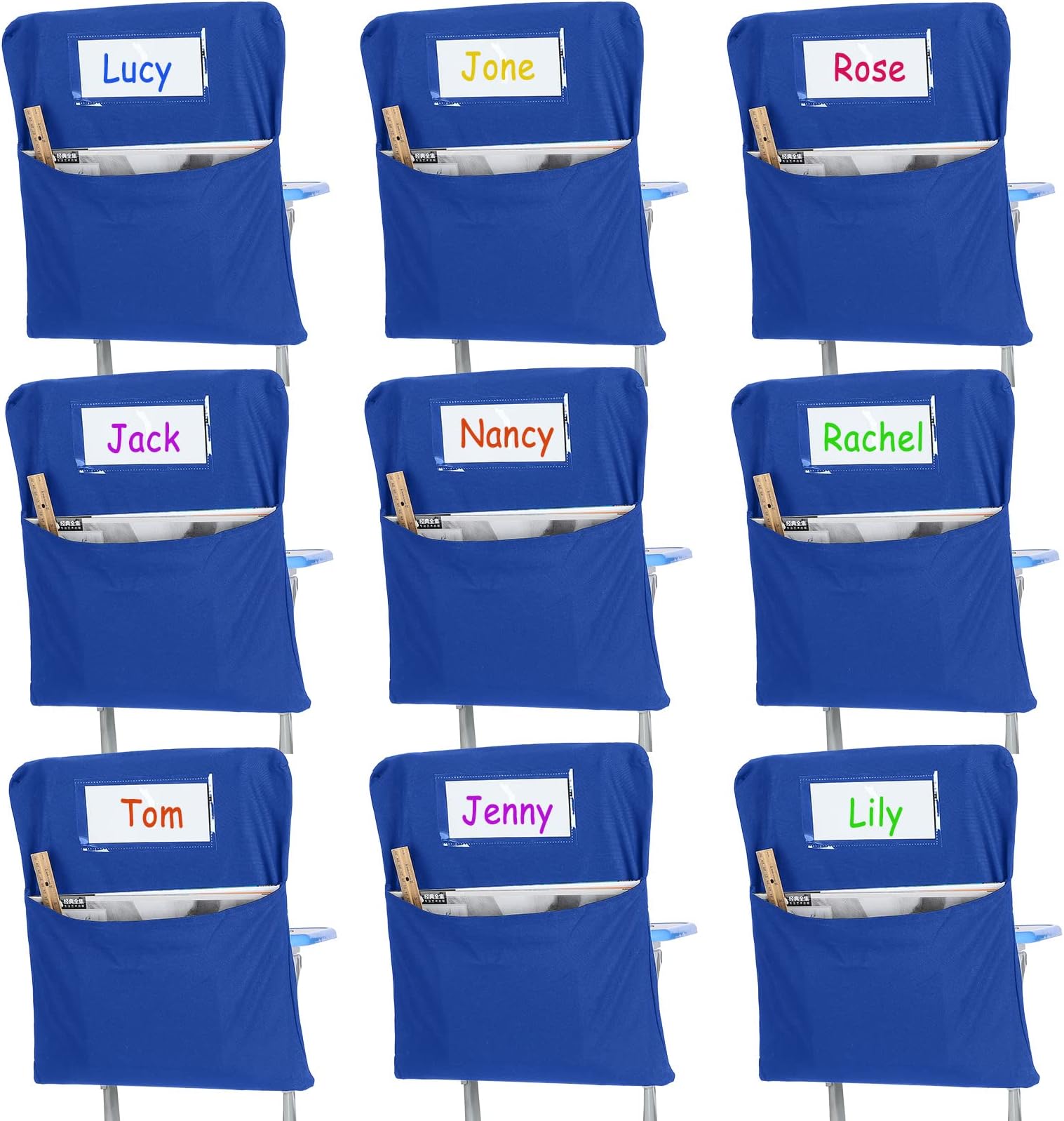 Xaatren 24 Pcs Small Chair Storage Pocket 14 Inch School