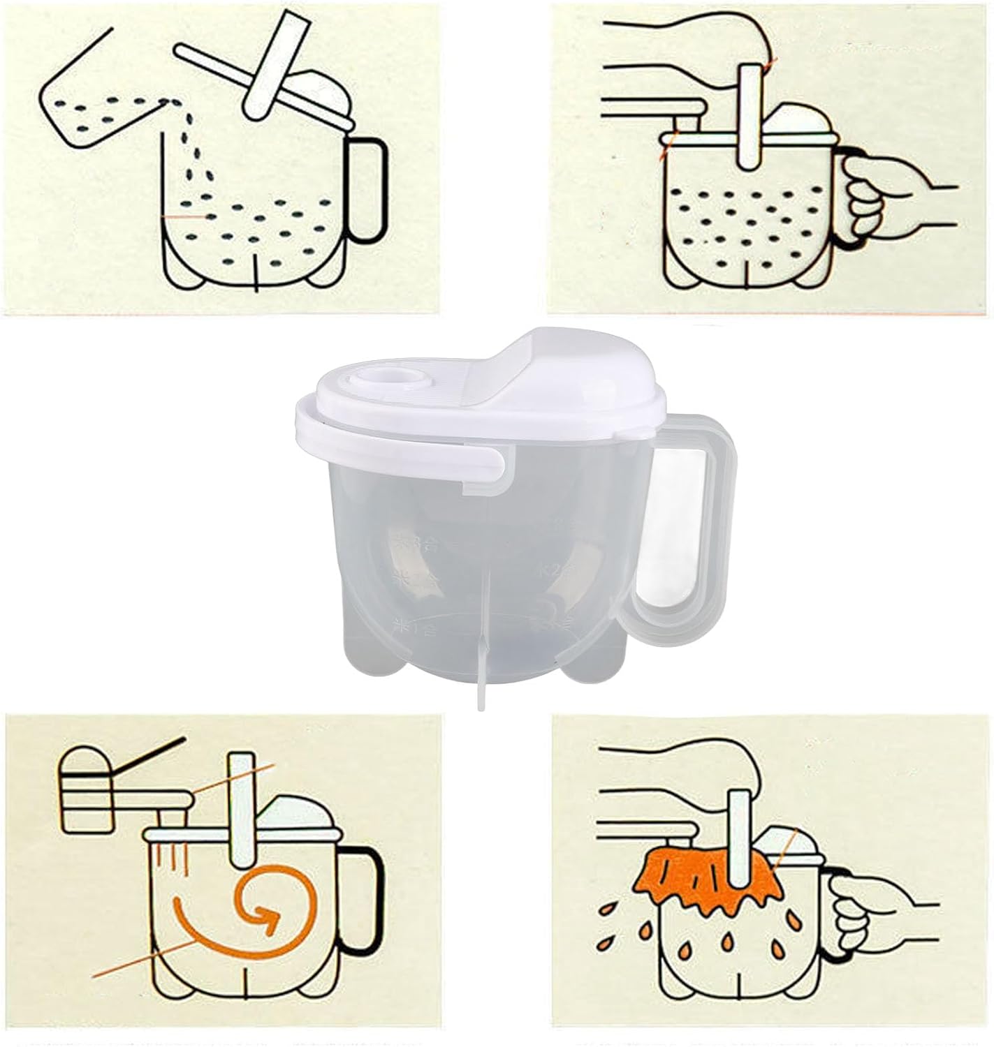 14oz Rice Washer, ABS Rice Strainer, Rice Washer Strainer Bowl Suitable for Washing Rice, Grains, Beans, Grapes and Small Tomatoes 18cm*16cm