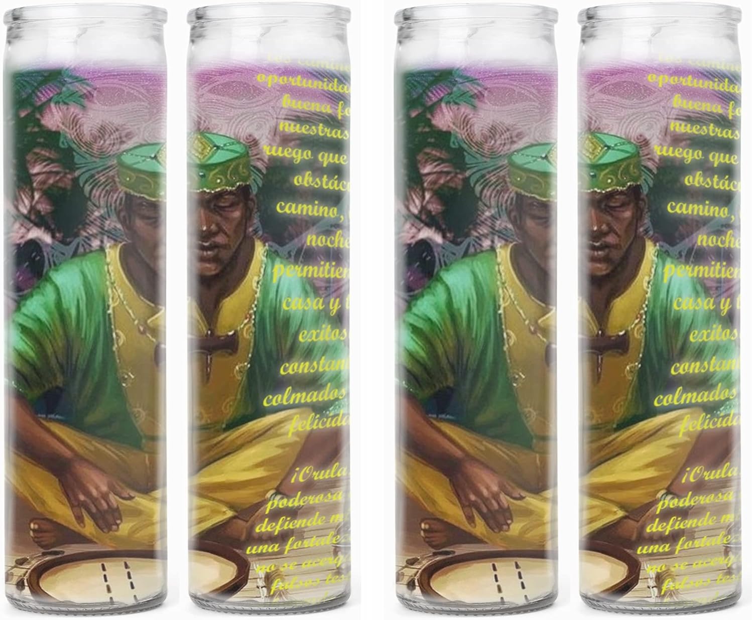 Santeria Collection Orula Vela Verde Con Imagen a Todo Color Sets De 2 O 4 Velas (4)