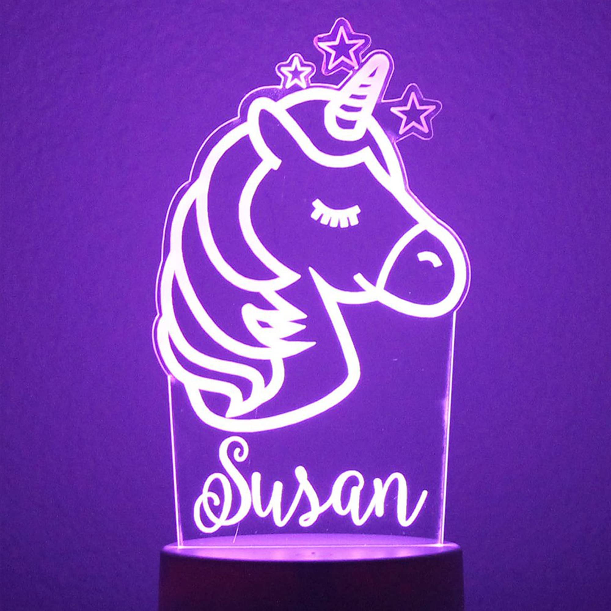 RecontraMago - Lámpara Personalizada de Mesita de Noche para Niños y Bebés - Comuniones Led Amigos - 2023 - Escritorio - Cumpleaños - Madera Foto Nombre unicornios (UNICORNIO)