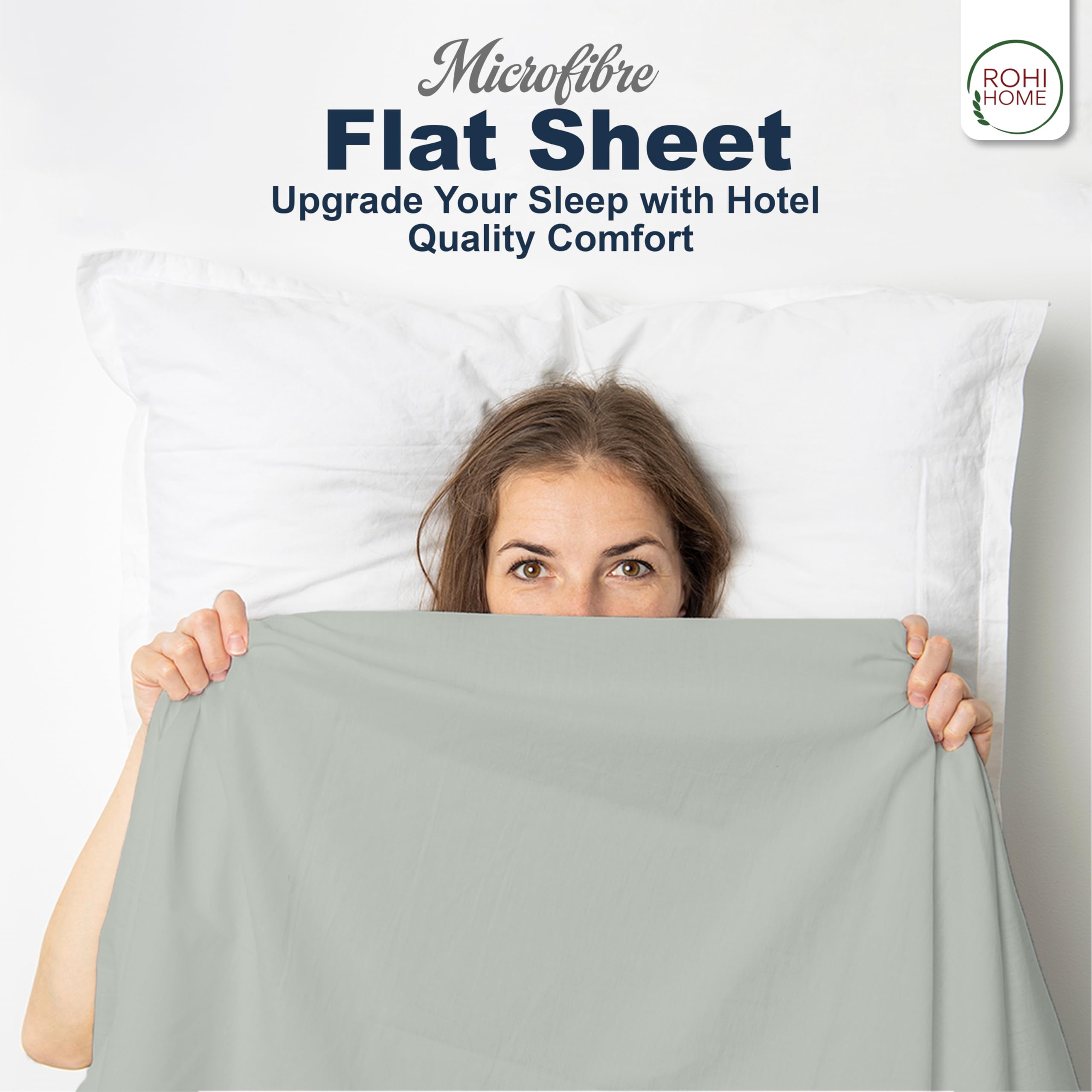 Rohi Microfibre Single Flat Sheet Duck Egg, Comfy Soft & Breathable Flat Bed Sheet - Image 2
