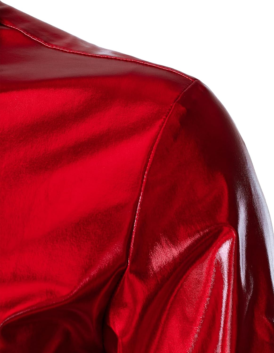 ZEROYAA Men's 70s Disco Button Down Shirt Shiny Metallic Long Sleeve Costume for Party Prom - Image 3