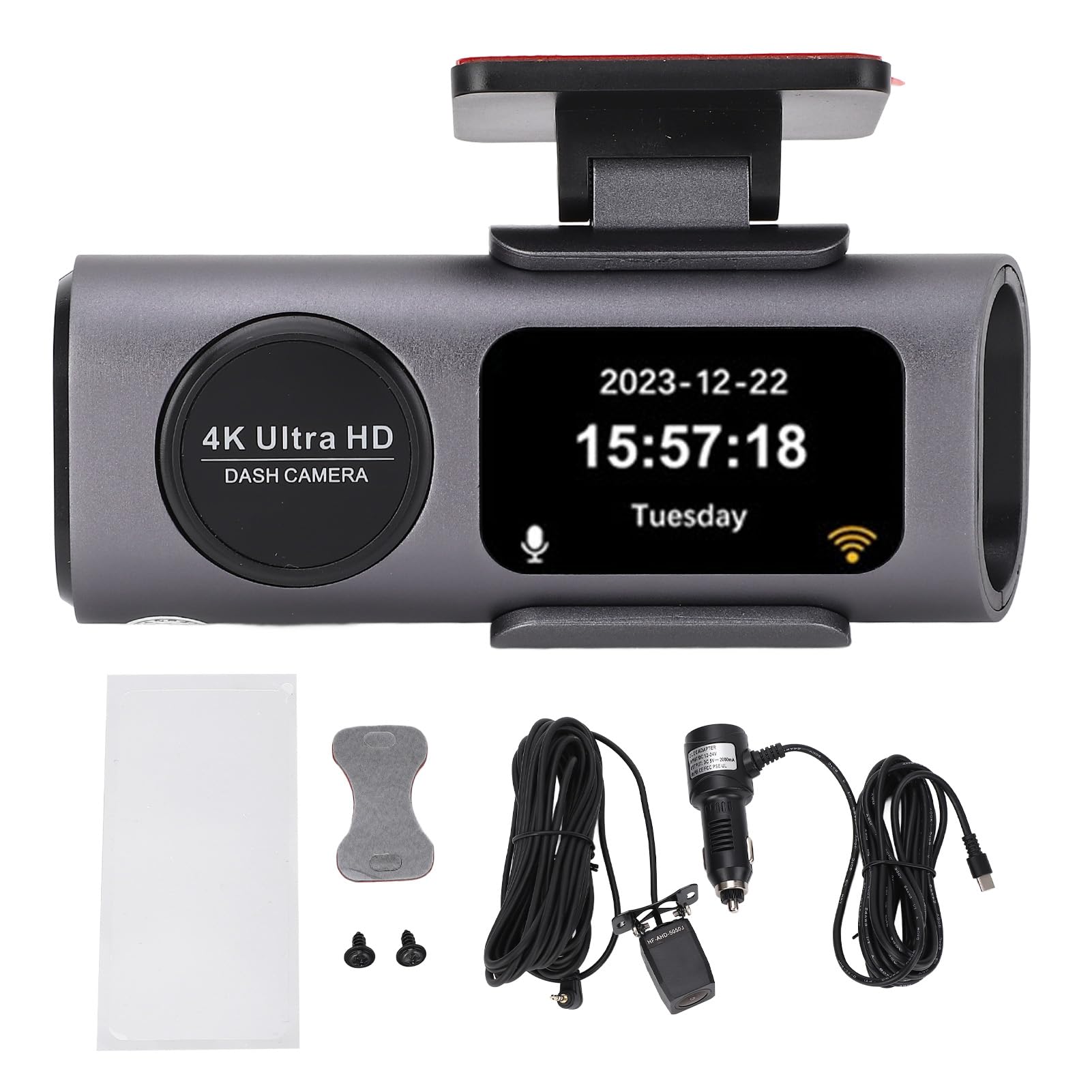 Diyeeni Kamera z Przodu i z Tyłu, 4K Ultra HD+1080P Kamera na Samochody, Wbudowany GPS, Mini Samochód, Aplikacja, Nokt Widzenia, Czujnik G, Tryb Parkingowy 24h, Nagrywanie Pętli
