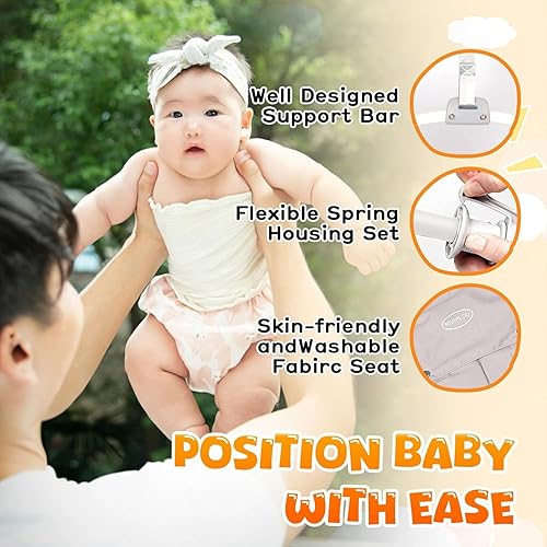 Miniatura 6 de Puentes de puerta de bebé, puente portátil para bebé, puerta de bebé con resorte fuerte y correa ajustable, configuración rápida y fácil de usar