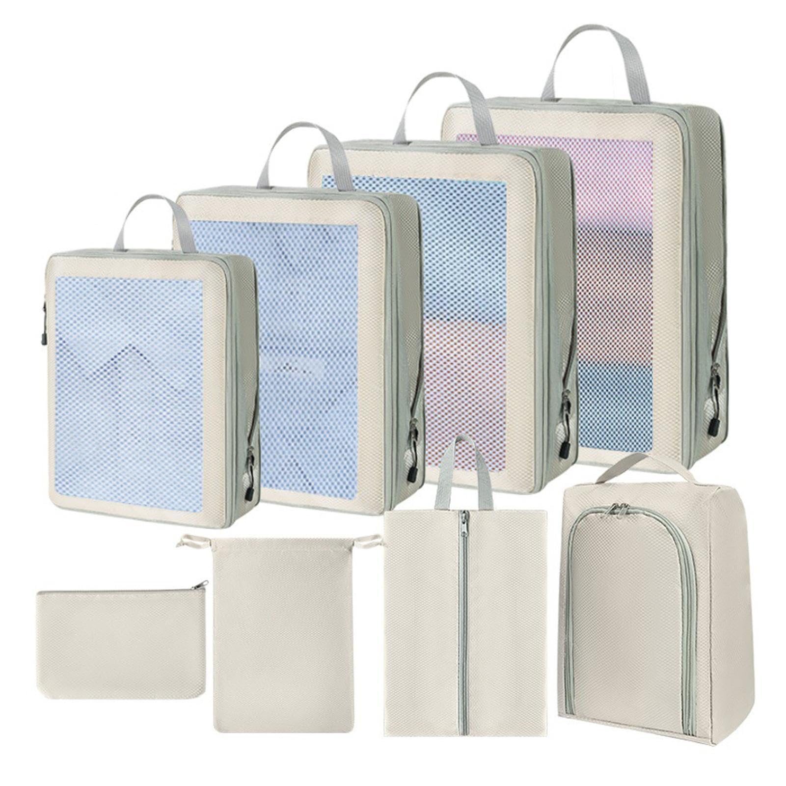 JINGLING Borsa a compressione a mano, borsa organizer per valigie | set di 8 borse da viaggio, compressione per valigia, borse per l'organizzazione di vestiti con cerniera per cantina, camera d