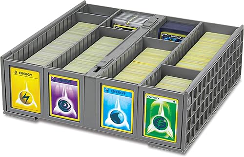BCW Contenedor de tarjetas coleccionable, color gris, caja de almacenamiento para tarjetas intercambiables, con capacidad para 3200 tarjetas,