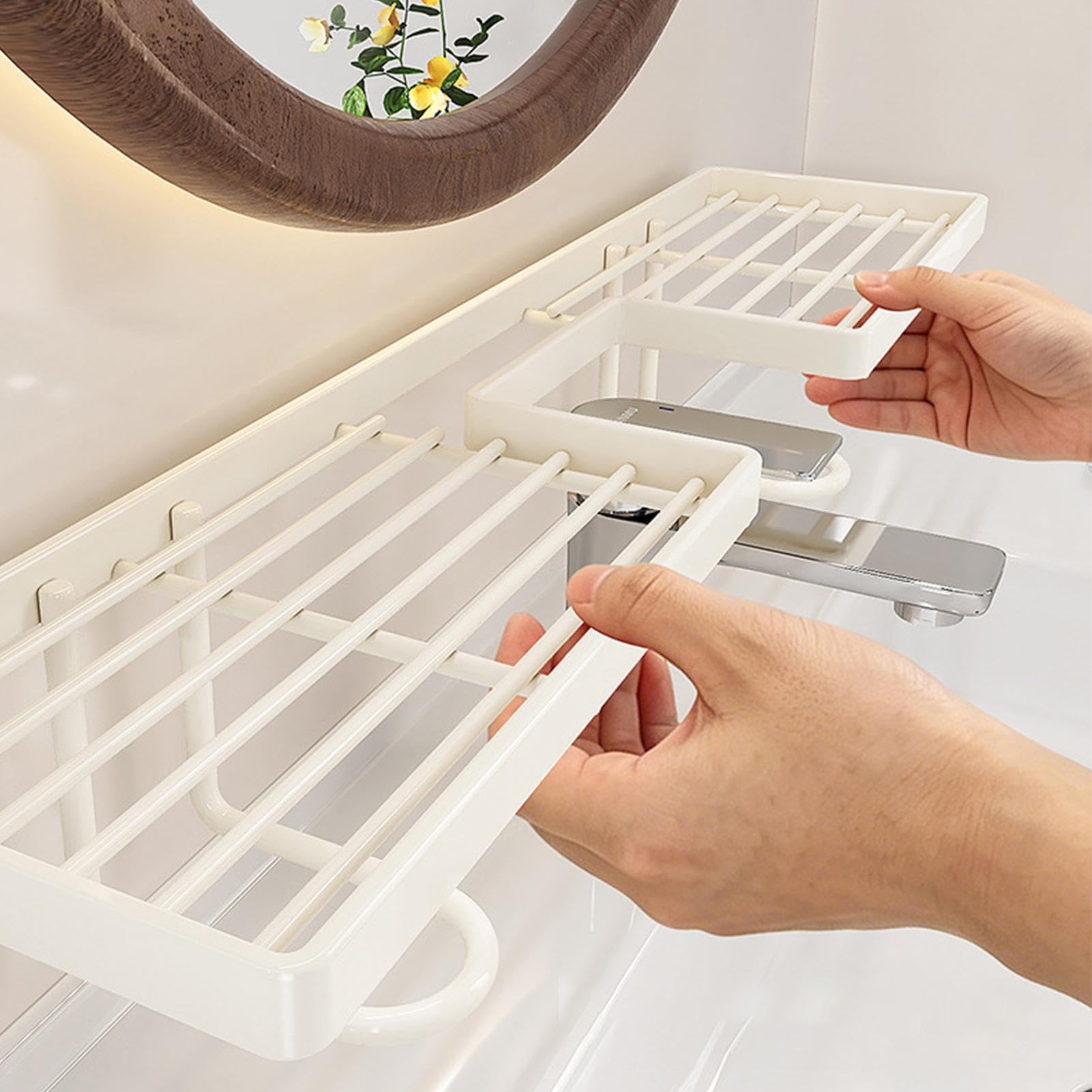 Soporte De Almacenamiento Grifo - Estante Sobre Fregadero De Acero Al Carbono Sin Taladro | Estante Para Fregadero De Cocina Sobre Grifo | Para Armarios, Inodoro, , Hogar, Baño, Ducha, Apartamento y B