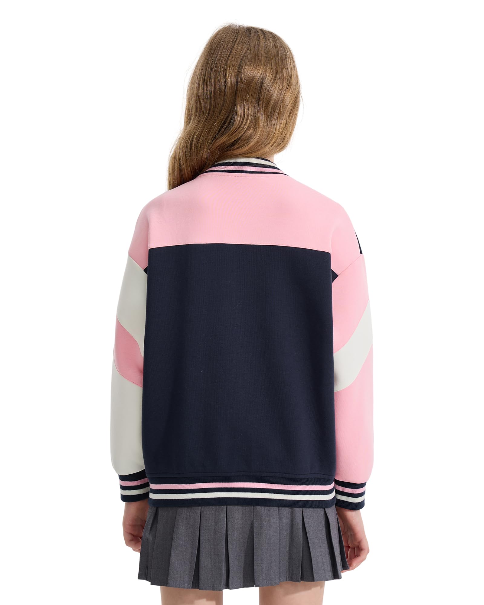 Rolanko Giaccione da Baseball per Ragazze e Ragazzi, Stile Varsity con Taschi Giubbotto da Scuola Giubbotto Bomber per Bambini