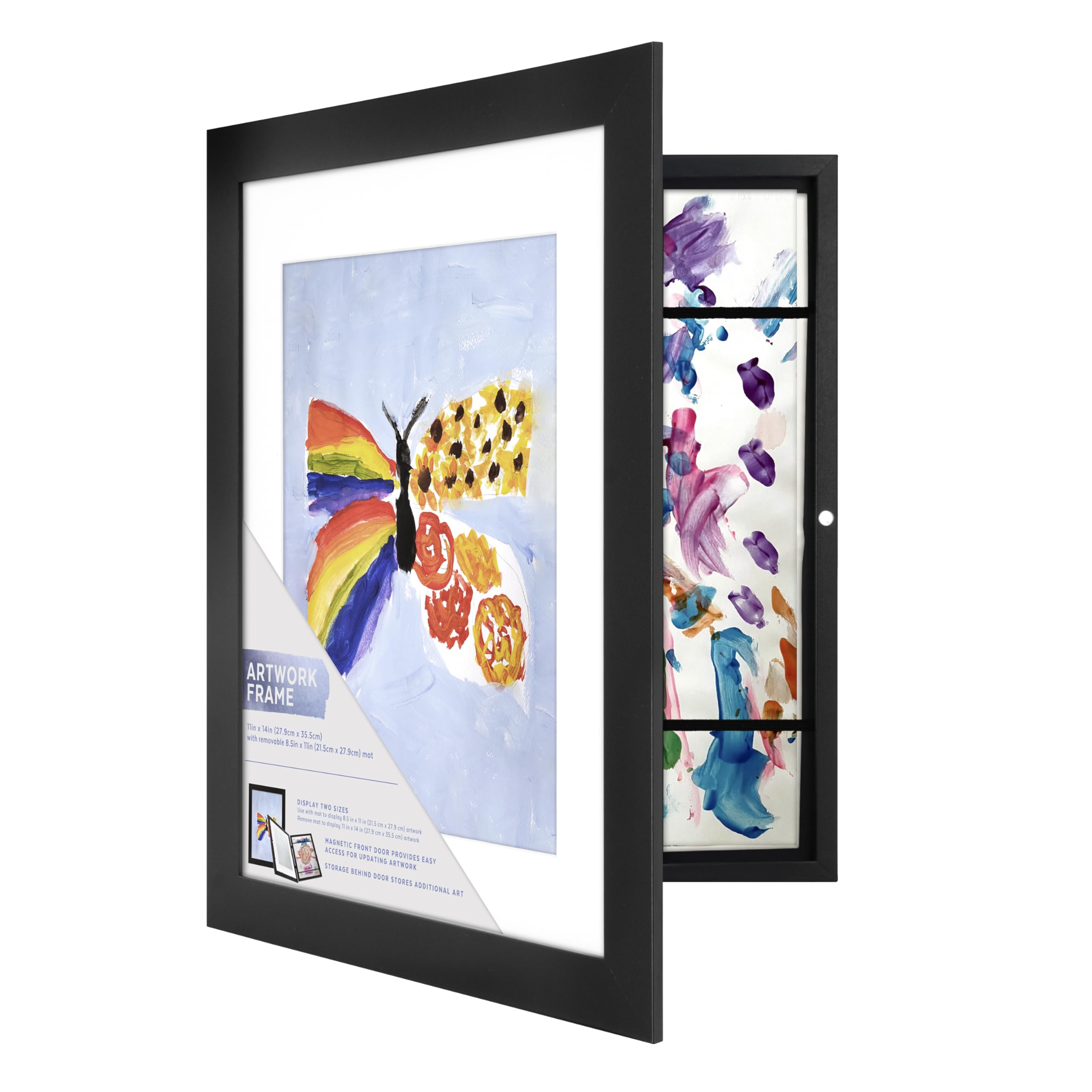 Cadre photo magnetique pour exposer et stocker les dessins d'ecole dans le salon